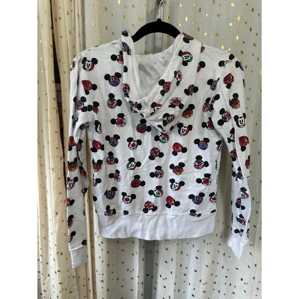 Walt Disney World 100% Cotton Epcot World Showcase Mickey Mouse Flags Zip Hoodie
